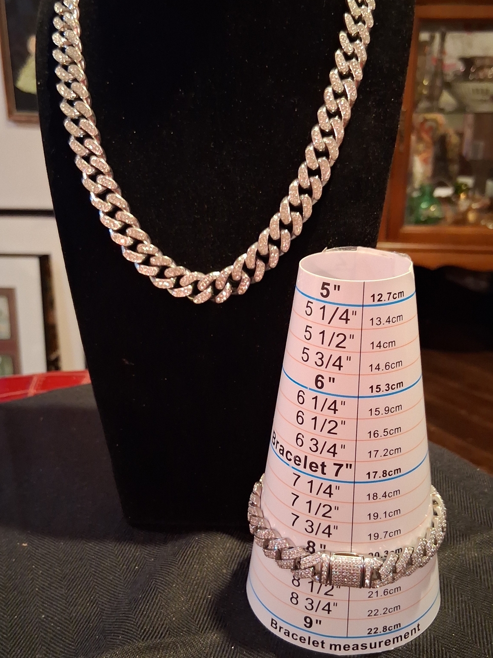 18" Necklace and 8" Bracelet Cuban Links with Pave Cubic Zirconia